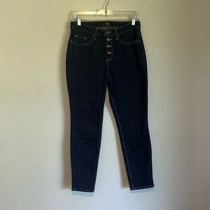 High waisted dark denim Lee rider jeans